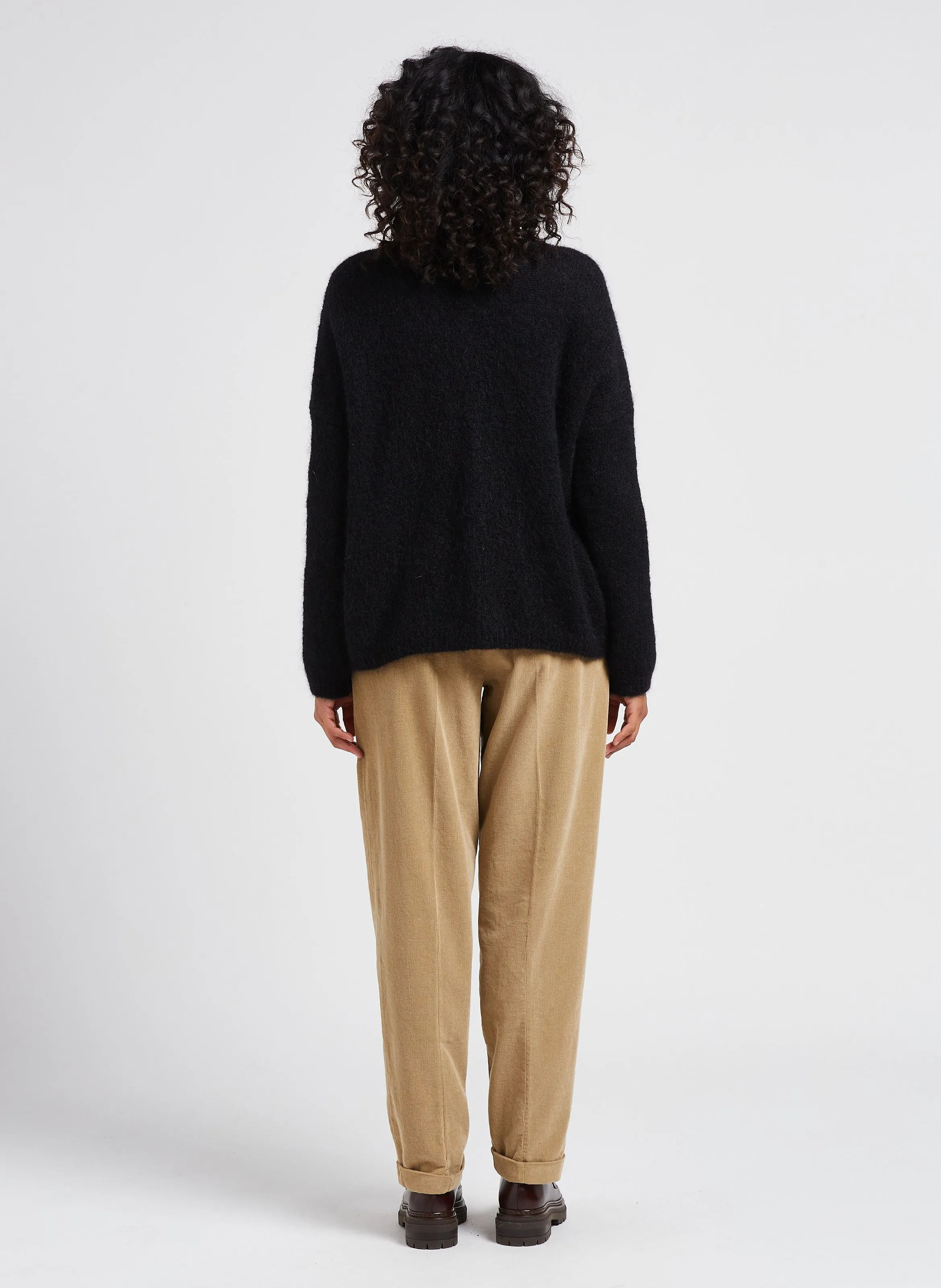 Pantalón tapered de pana de algodón en marron