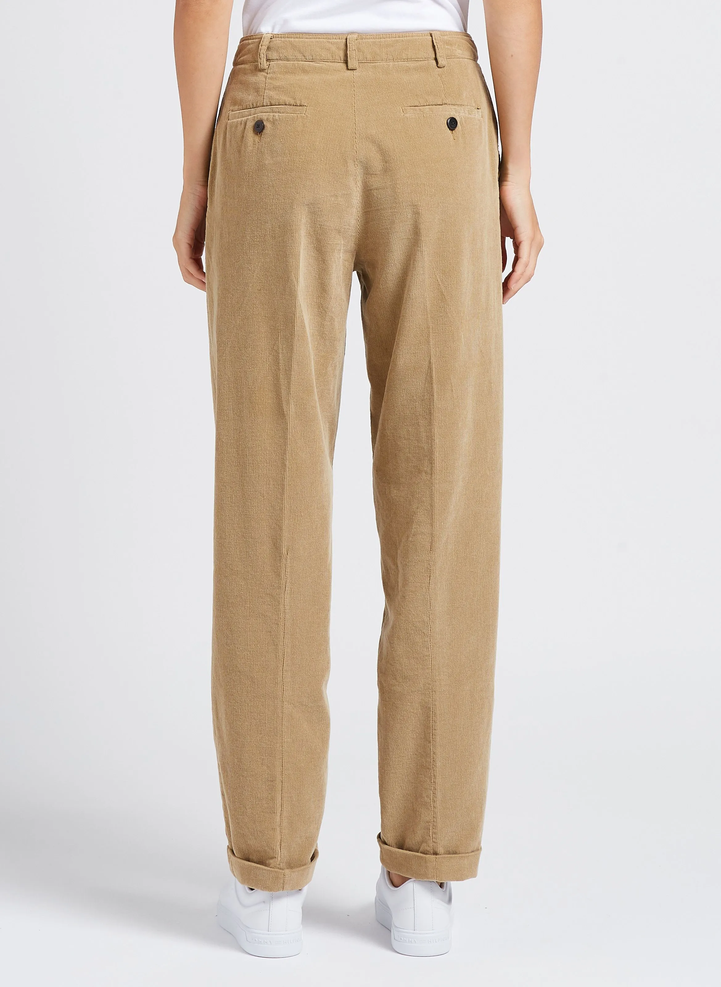Pantalón tapered de pana de algodón en marron