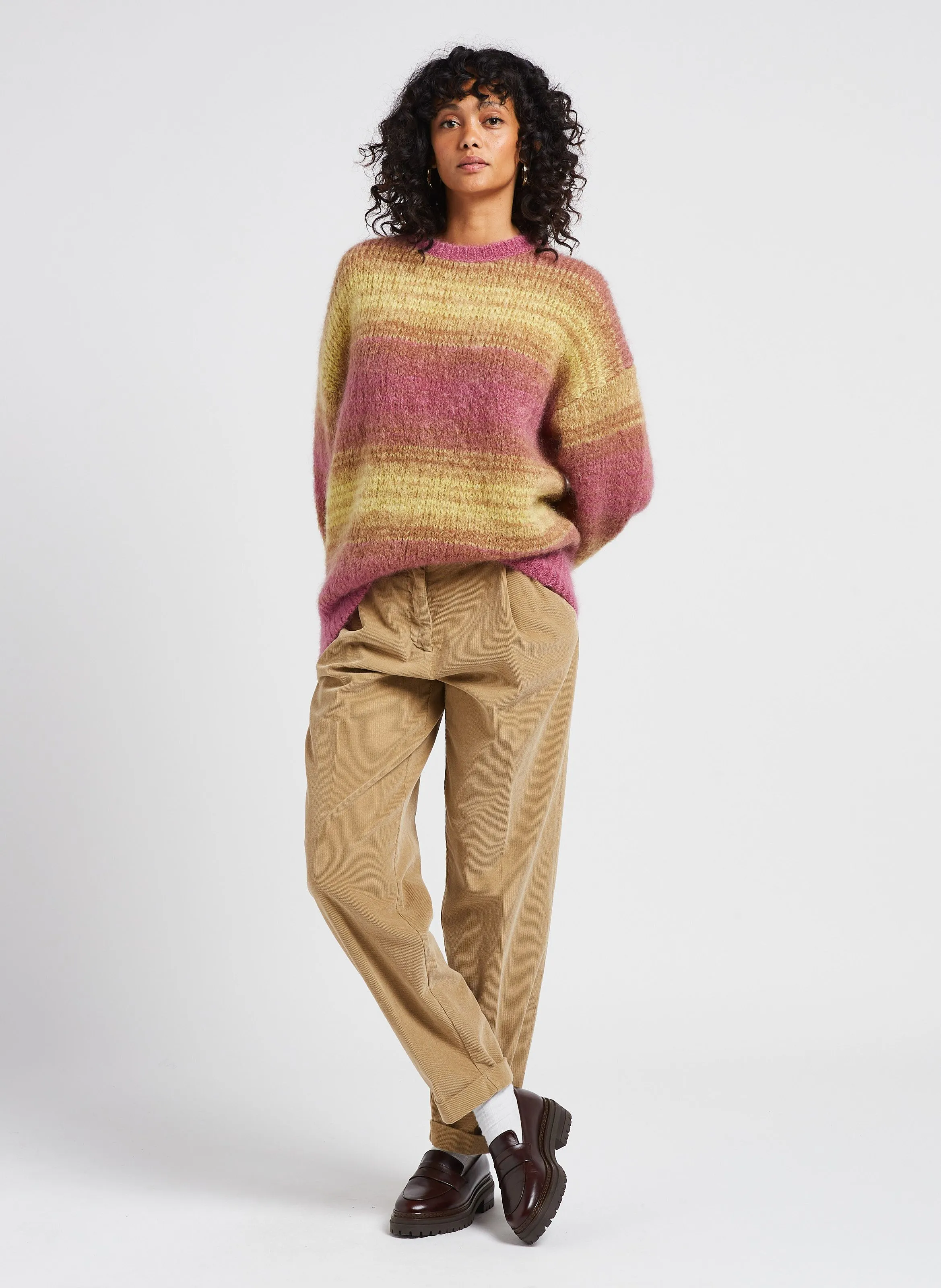 Pantalón tapered de pana de algodón en marron
