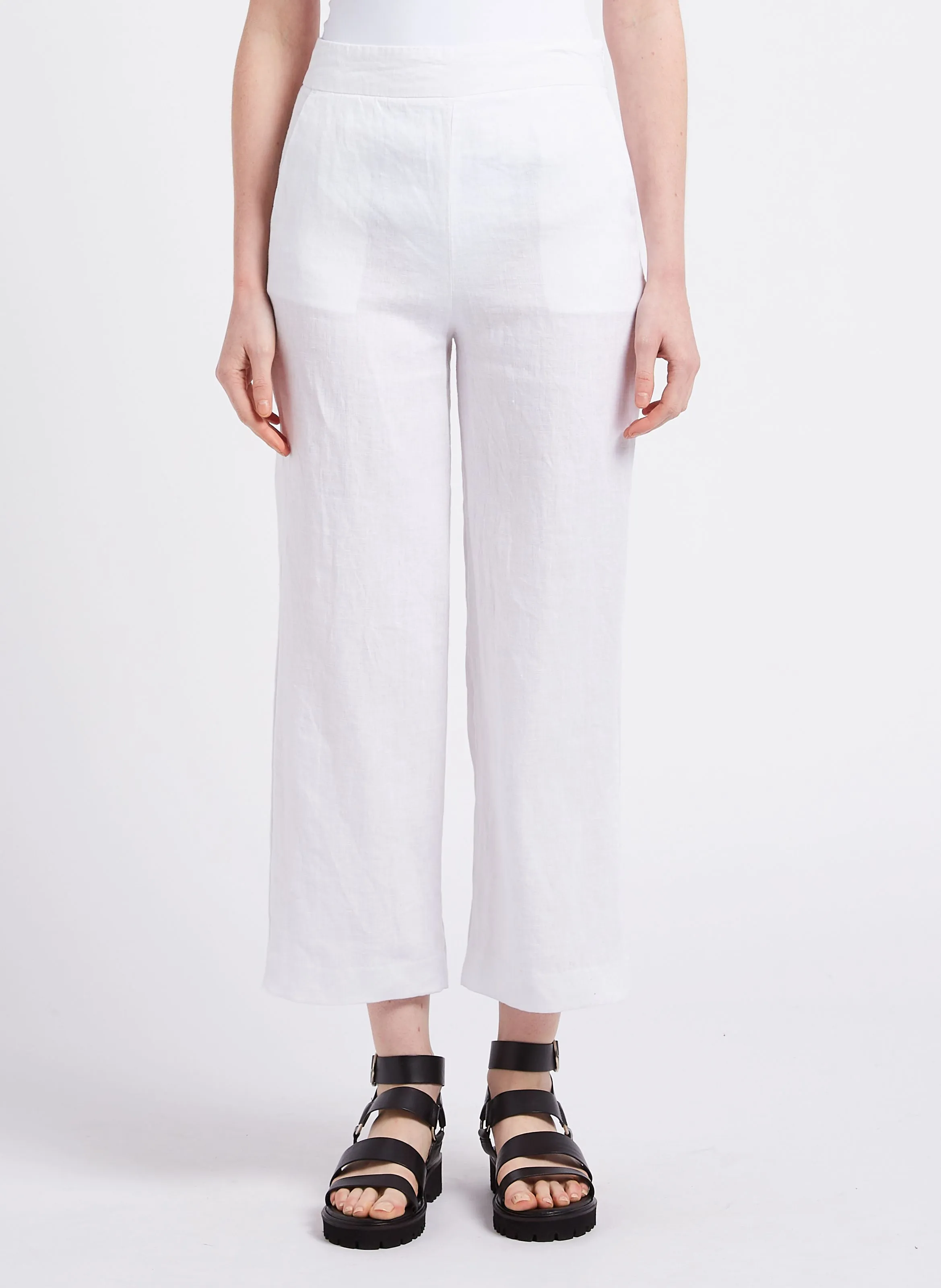 PIO  PANTALóN RECTO DE LINO EN BLANCO