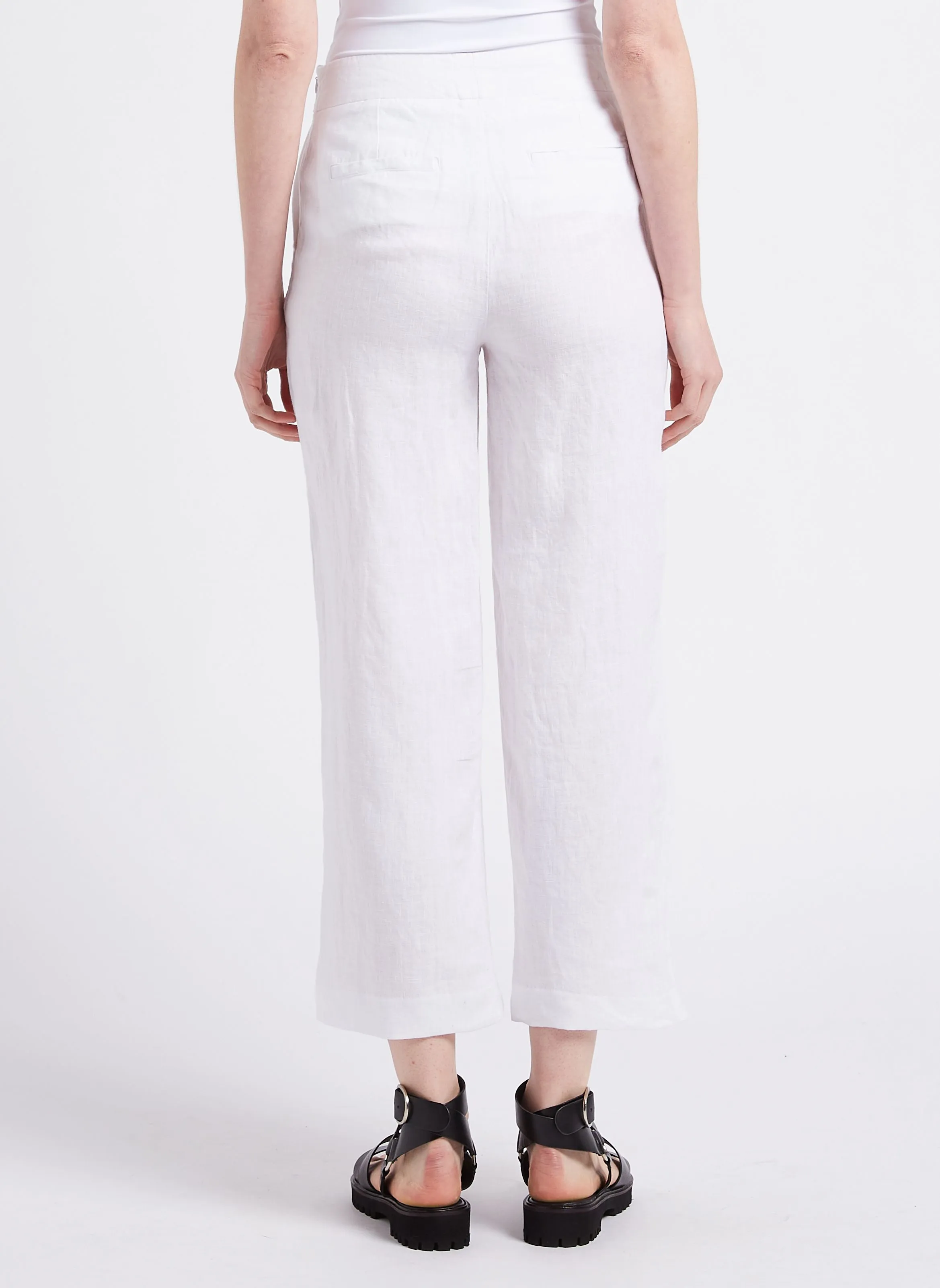 PIO  PANTALóN RECTO DE LINO EN BLANCO