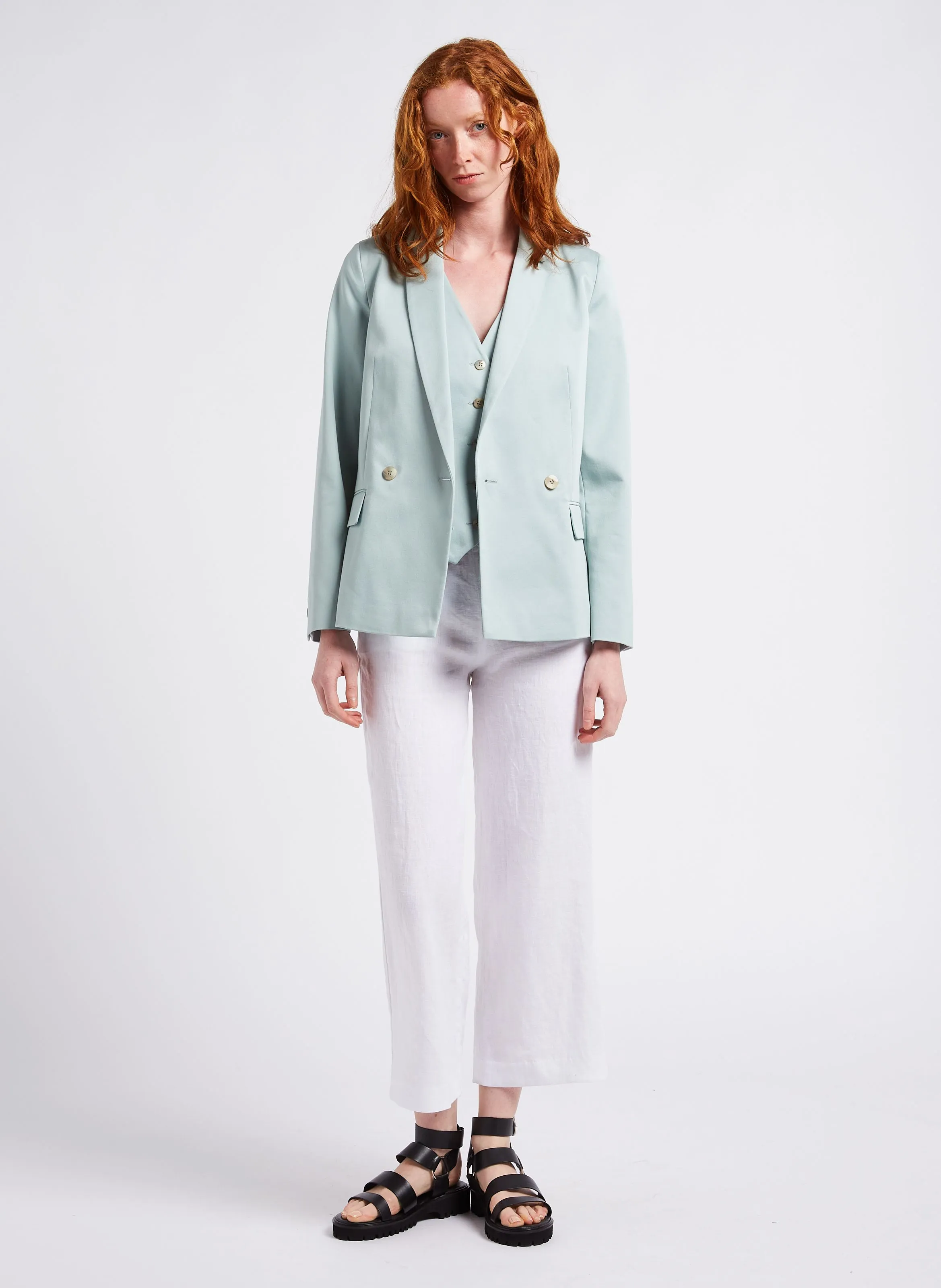 PIO  PANTALóN RECTO DE LINO EN BLANCO