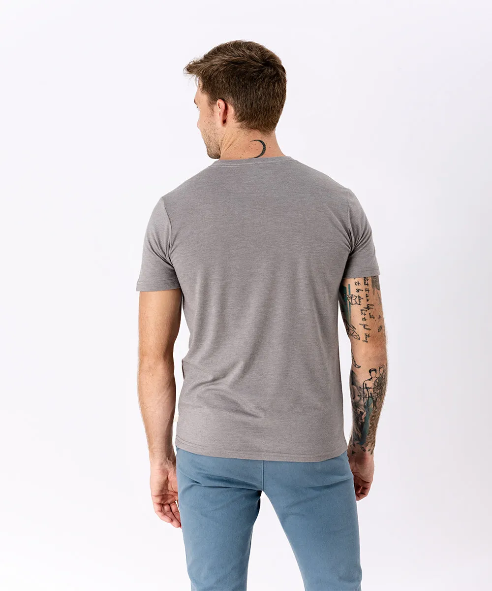 POLO MANGA CORTA BASICO CUELLO V OI23 PLOMO