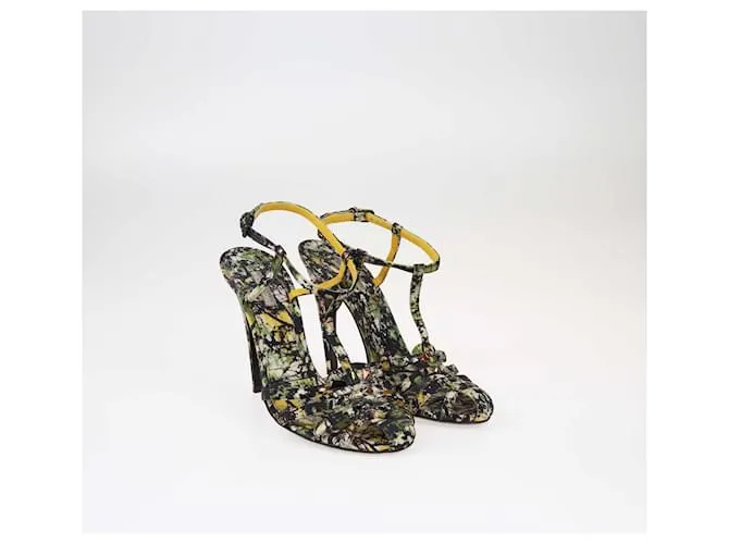 Sandalias con tira en el tobillo con adornos y estampado multicolor de Bottega Veneta 
