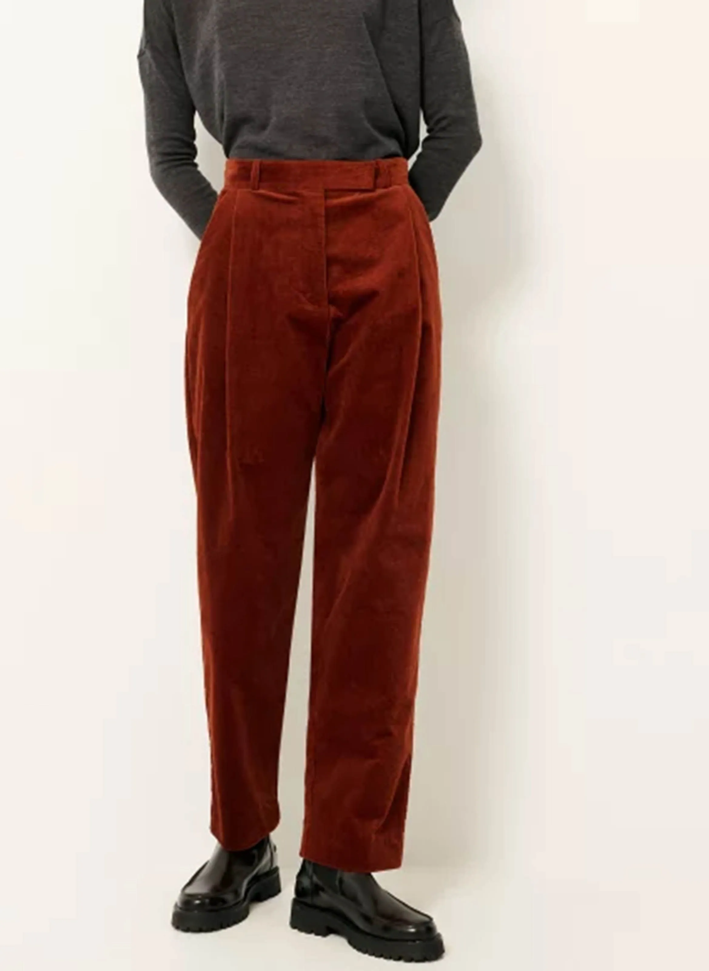 SESSUN SAVILE ROW  PANTALóN DE TALLE ALTO EN ALGODóN MEZCLADO EN MARRON