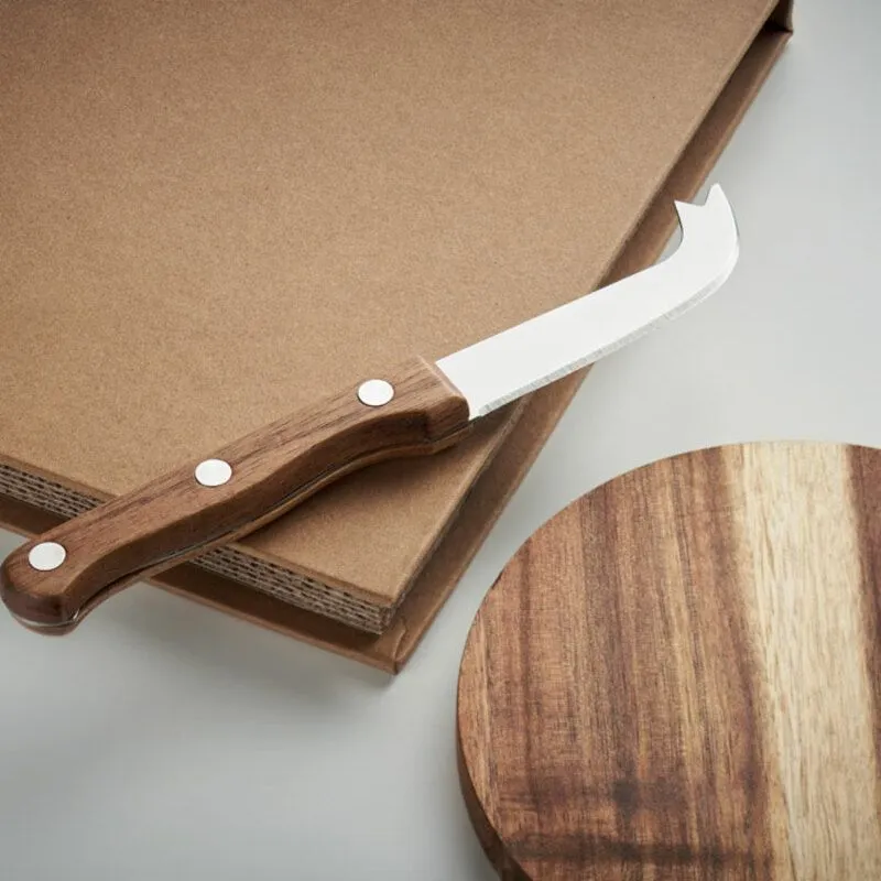 Set corporativo de tabla de quesos de madera Ostur