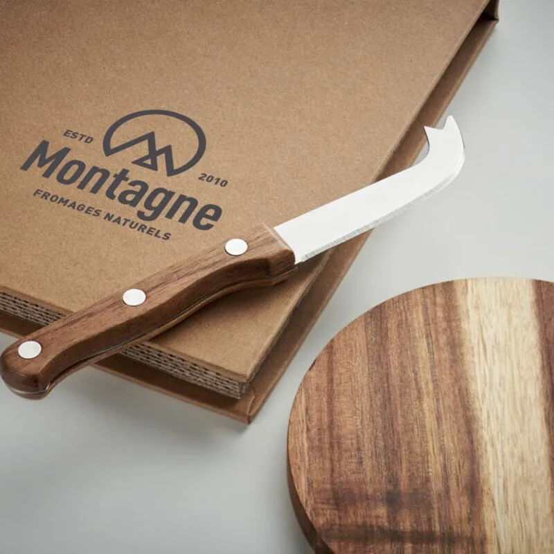 Set corporativo de tabla de quesos de madera Ostur