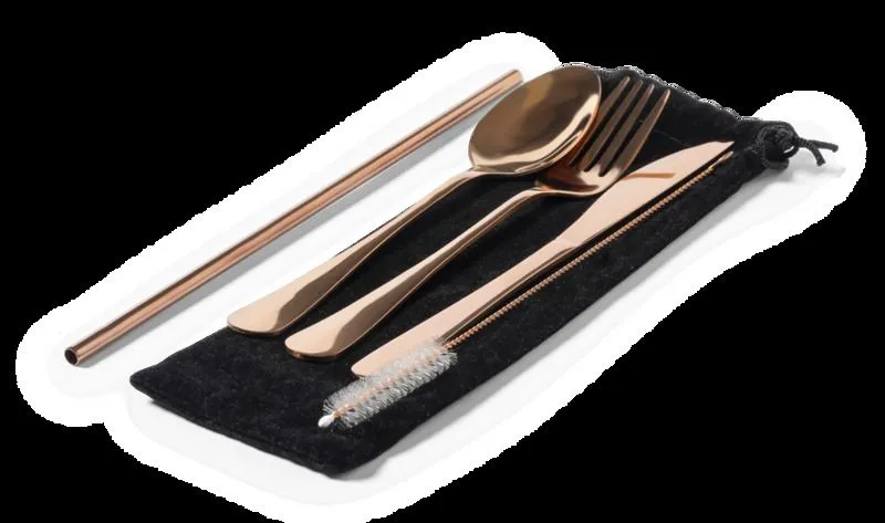 Set Cubiertos Malesh 5 Piezas. Funda Antelina