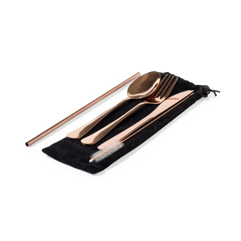 Set Cubiertos Malesh 5 Piezas. Funda Antelina