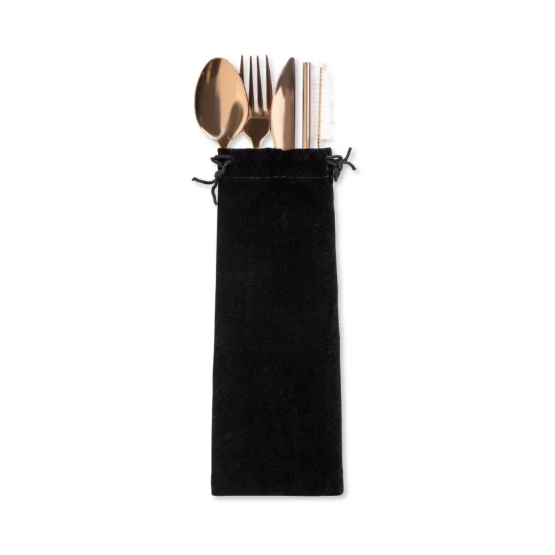 Set Cubiertos Malesh 5 Piezas. Funda Antelina