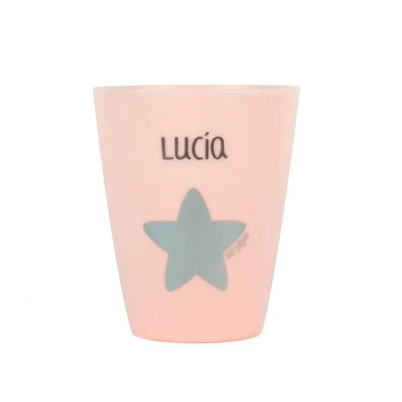 Set vaso y cubiertos bebé rosa