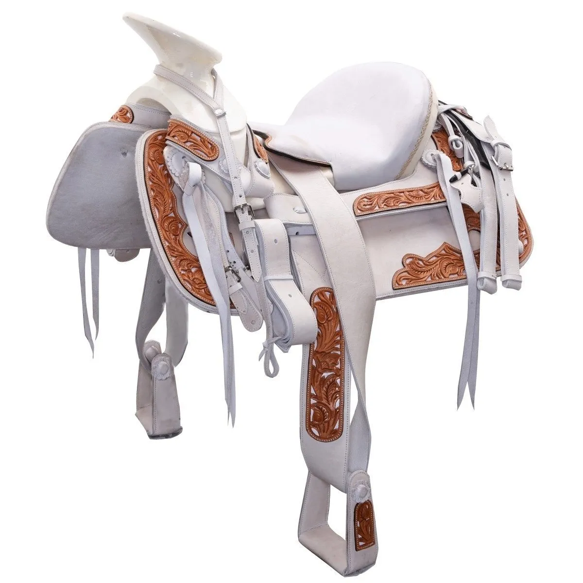 SILLA DE MONTAR CHARRA SEMI FINA CINCELADA CUADRADA MEXICANA WD1033
