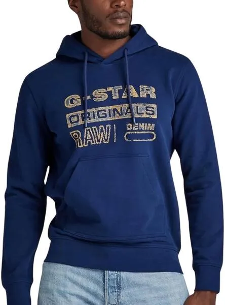 SUDADERA GSTAR DISTRESSED ORIGINALS AZUL HOMBRE