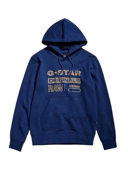 SUDADERA GSTAR DISTRESSED ORIGINALS AZUL HOMBRE