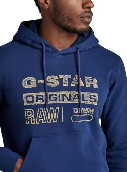 SUDADERA GSTAR DISTRESSED ORIGINALS AZUL HOMBRE