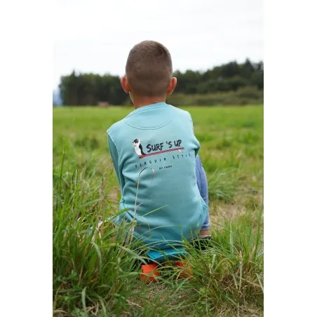 Sudadera Mini Penguin Style Teal Monstera 