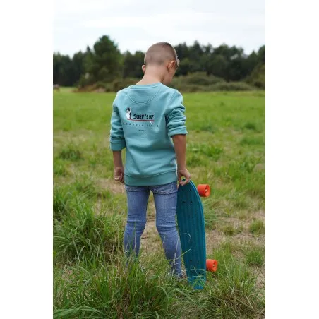 Sudadera Mini Penguin Style Teal Monstera 