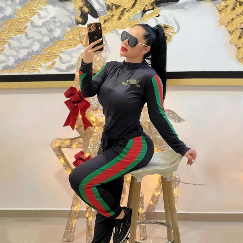 Sweatsuits casuales impresos casuales de dos piezas chaqueta y pantalones de chapas de chapas gratis barco gratis