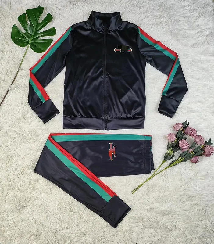 Sweatsuits casuales impresos casuales de dos piezas chaqueta y pantalones de chapas de chapas gratis barco gratis