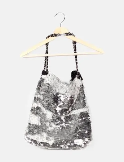 Teria Yabar Bolso pailettes plateado