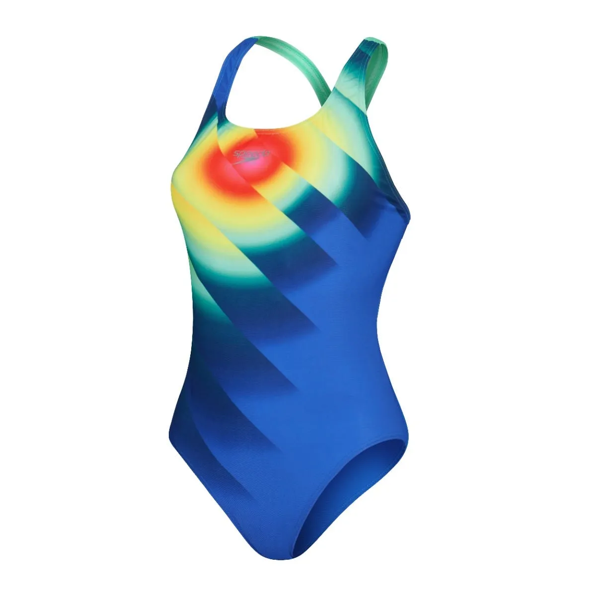 Traje de Baño Natación Mujer Speedo Placement Digital Powerback Azul