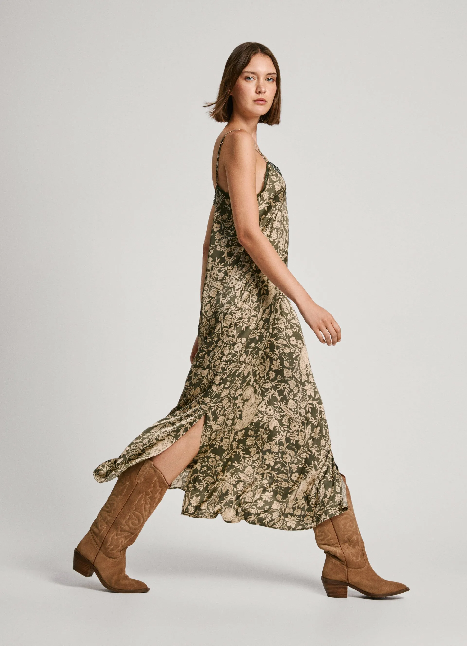 vestido largo estampado floral