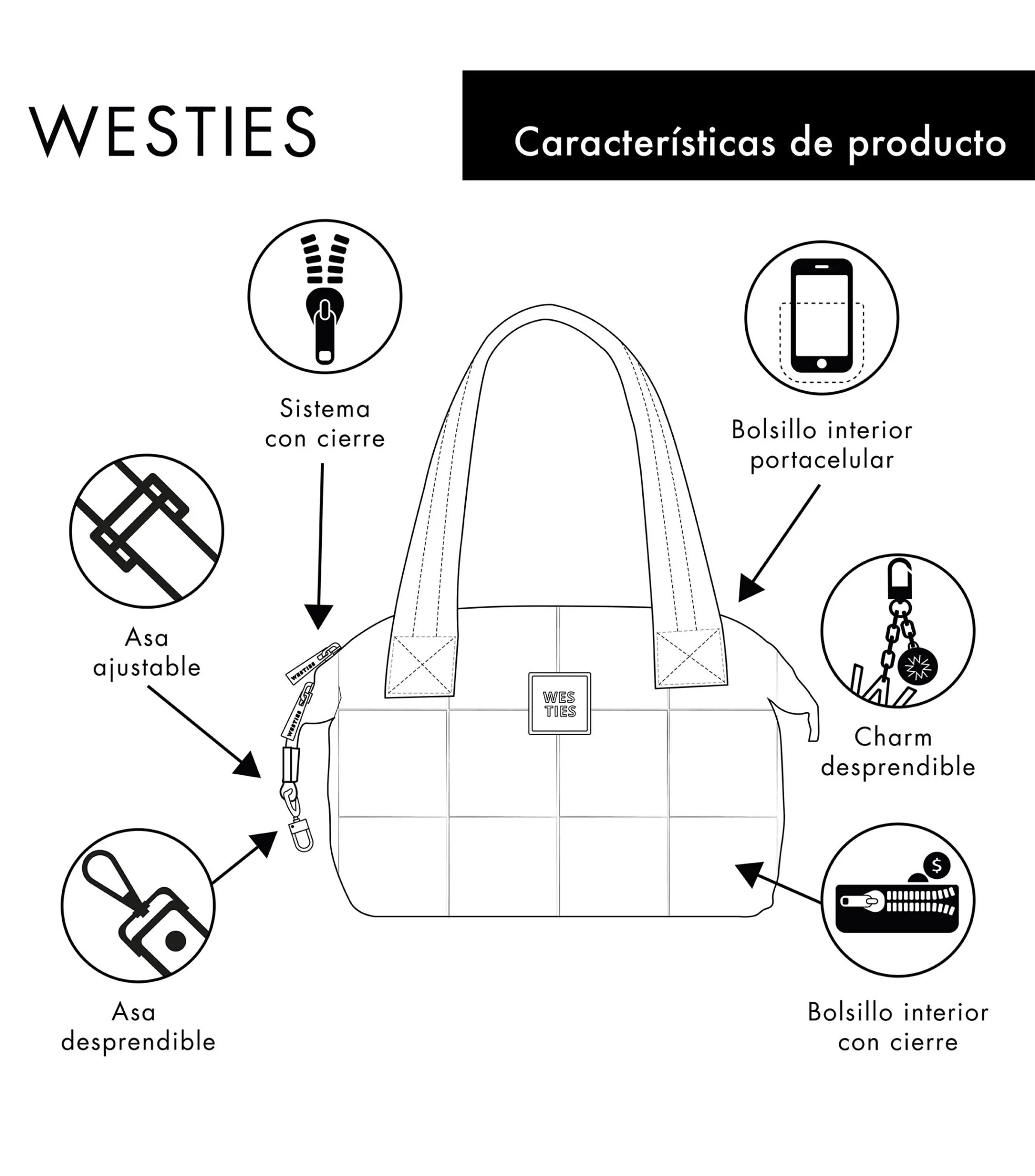 Westies Bolso satchel con bloques entrelazados Mujer