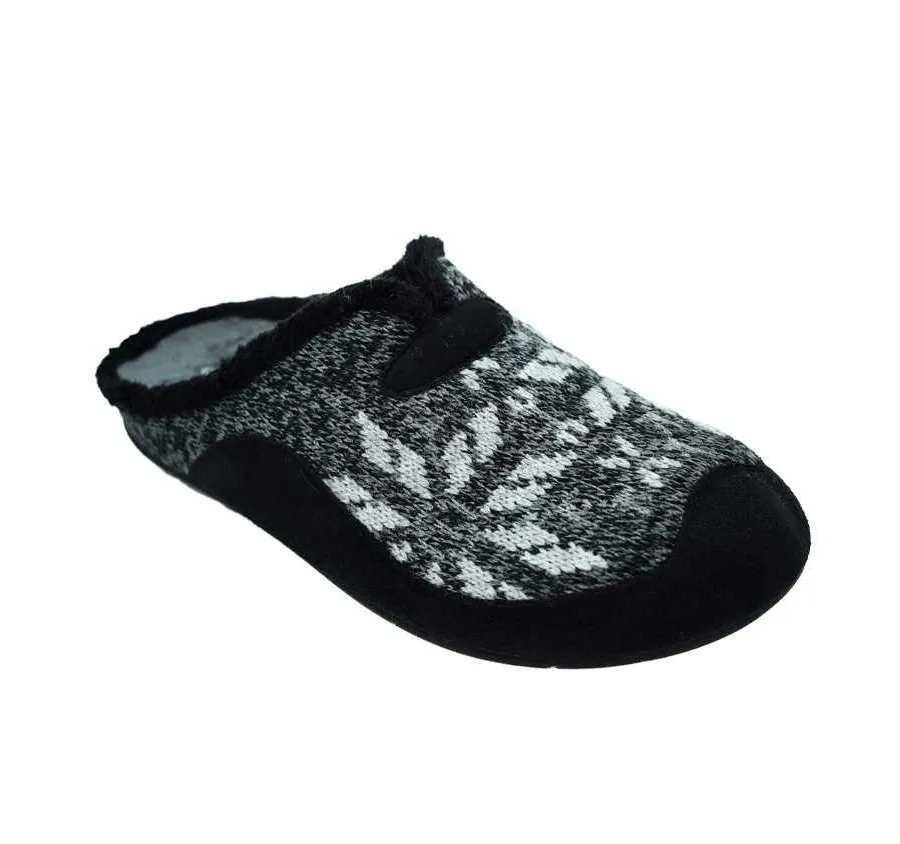 ZAPATILLA GARZÓN 8450.307 CASA HOMBRE PANTUFLA LANA ORACLE NEGRO ZUECO CON BANDA PICOS PLANTILLA EXTRAÍBLE 26591