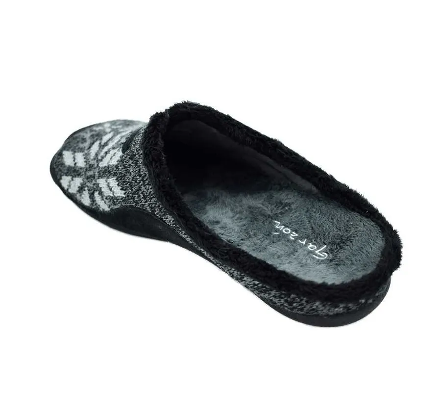 ZAPATILLA GARZÓN 8450.307 CASA HOMBRE PANTUFLA LANA ORACLE NEGRO ZUECO CON BANDA PICOS PLANTILLA EXTRAÍBLE 26591