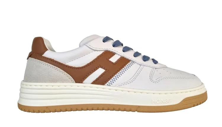 Zapatillas de hombre Hogan H630 baloncesto HXM6300EU50ODZ0FRK blanco y marrón