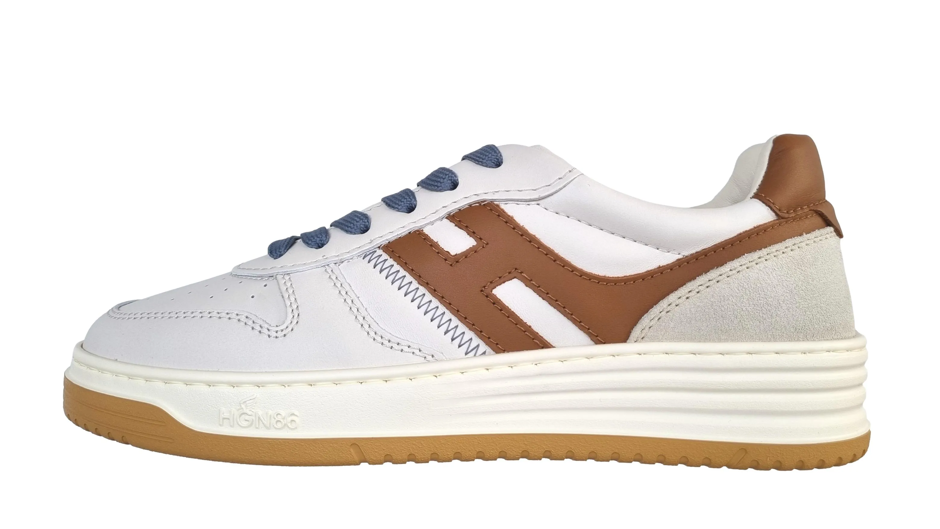 Zapatillas de hombre Hogan H630 baloncesto HXM6300EU50ODZ0FRK blanco y marrón