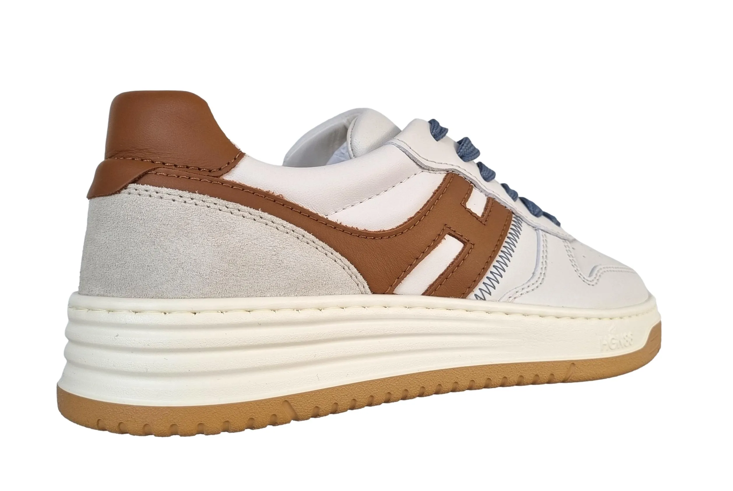 Zapatillas de hombre Hogan H630 baloncesto HXM6300EU50ODZ0FRK blanco y marrón