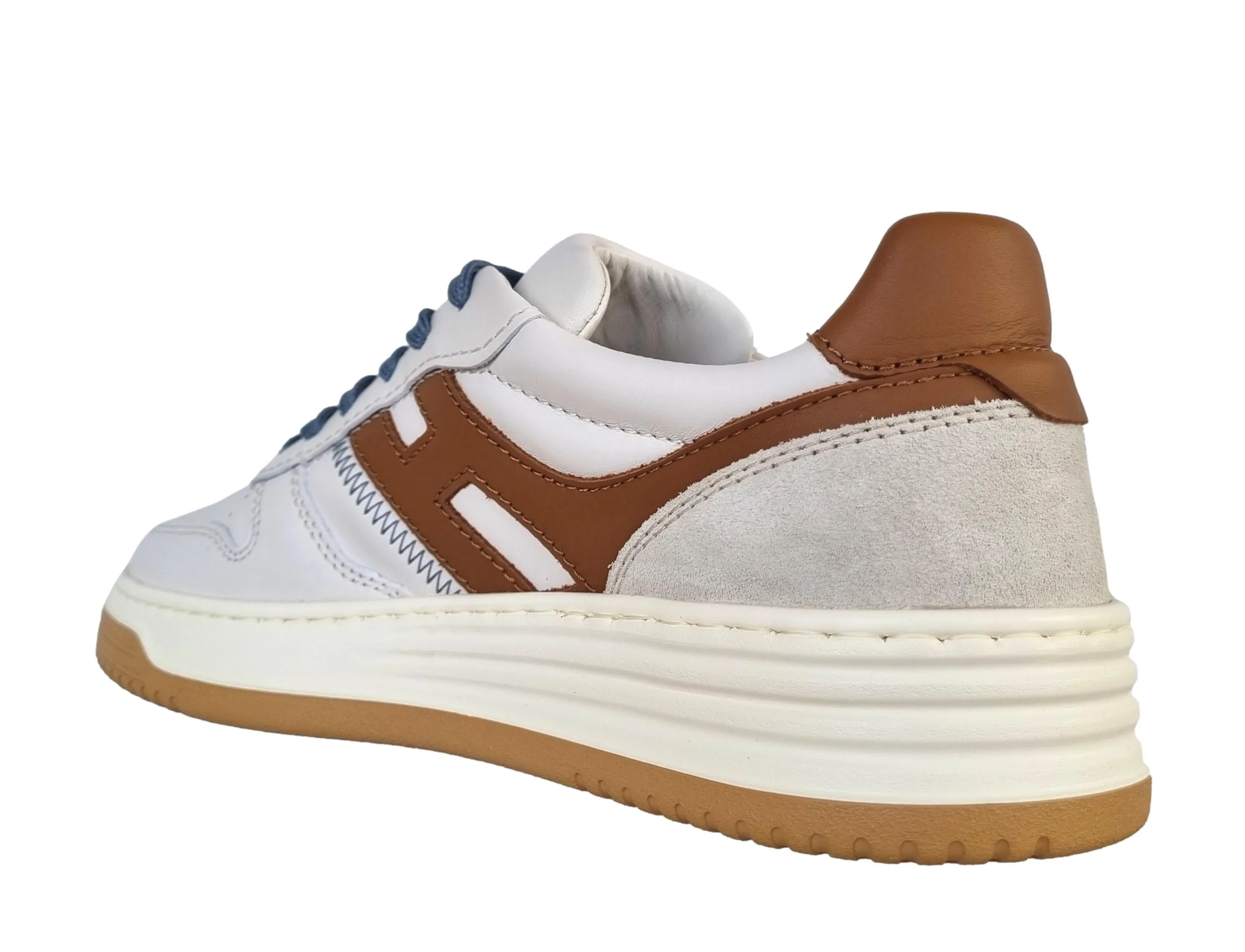 Zapatillas de hombre Hogan H630 baloncesto HXM6300EU50ODZ0FRK blanco y marrón