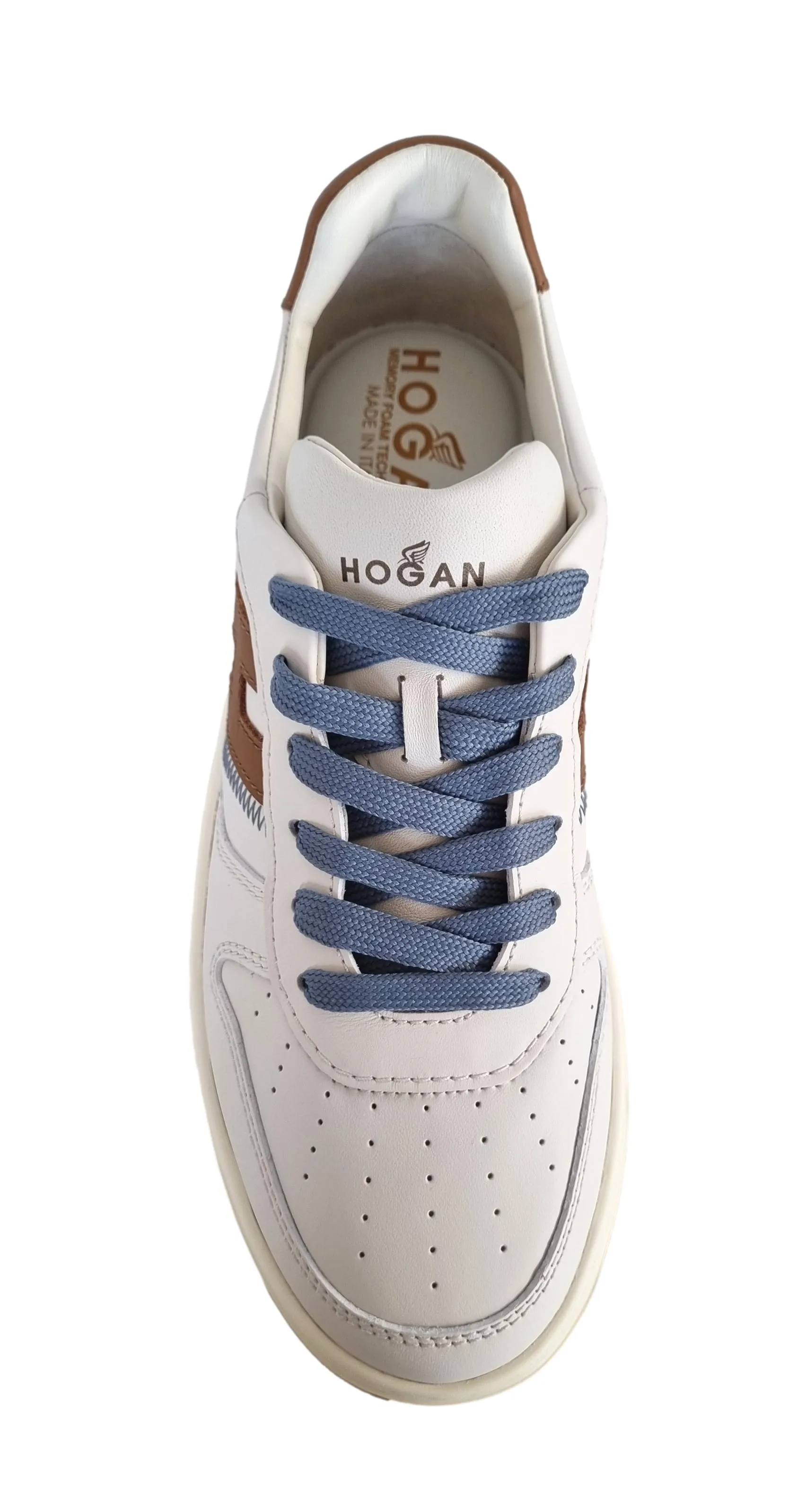 Zapatillas de hombre Hogan H630 baloncesto HXM6300EU50ODZ0FRK blanco y marrón