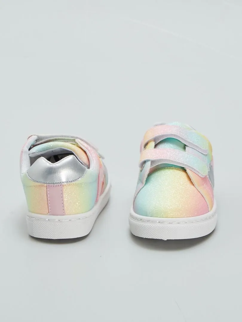 ZAPATILLAS DEPORTIVAS BRILLANTES ARCOíRIS  BEIGE