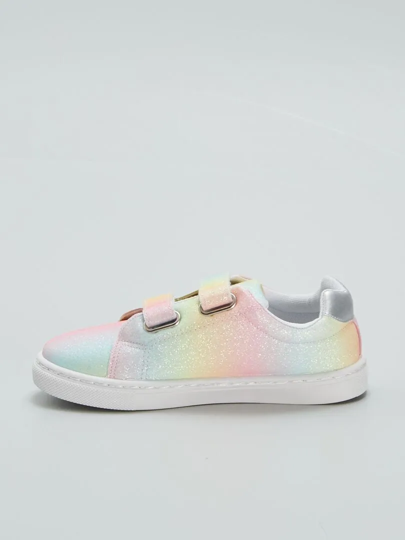 ZAPATILLAS DEPORTIVAS BRILLANTES ARCOíRIS  BEIGE